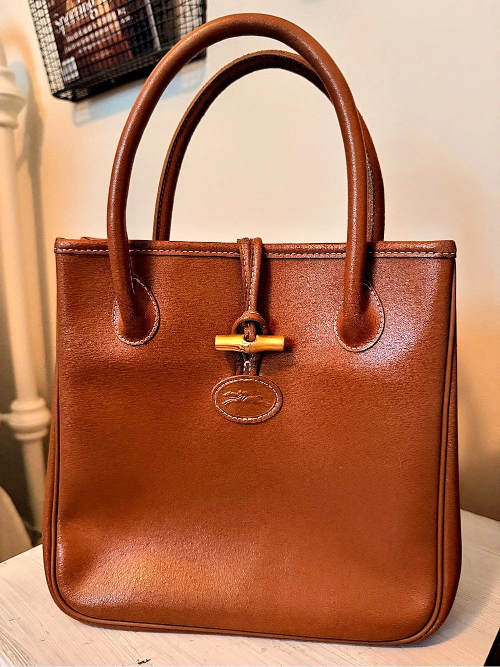 Vintage Longchamp Roseau Leather Handbag – Cognac